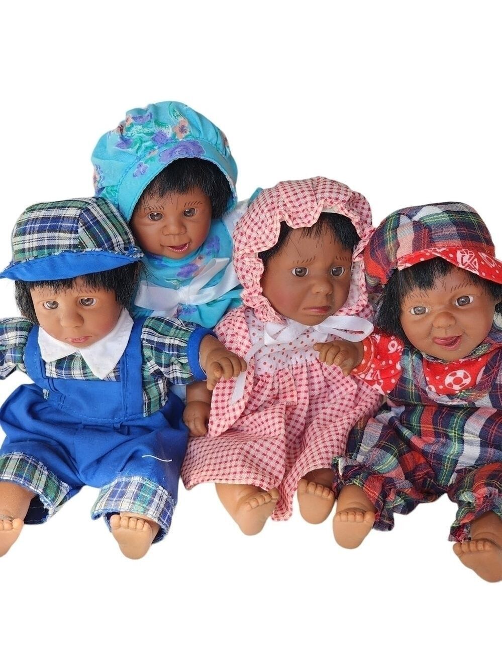 Vintage lot of 4 Palm pals emotions bean babies mini dolls African American